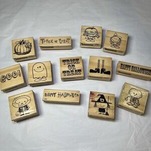 Craft Smart Lot of 13 Popular HALLOWEEN Rubber Stamps Mixed Set Fall Trick Treat